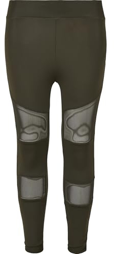 Urban Classics Mädchen Leggings Girls Tech Mesh Leggings Darkolive 158/164
