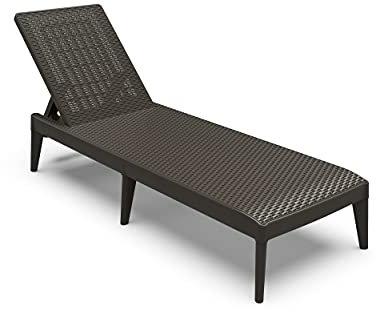 Toomax Lettino Numana prendi sole con effetto rattan, schienale regolabile, anti-UV, colore marrone