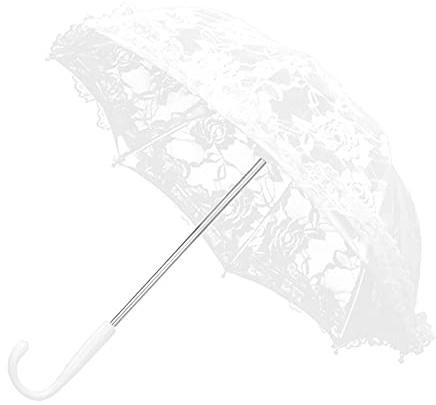 Marvellous Lace Umbrella Craft Flowers Lace Embroidery Umbrella Decorative Handheld Folding Parasol for Children's Stage Performance Wedding Party Decor Photography Prop(White),42x49 centimeters