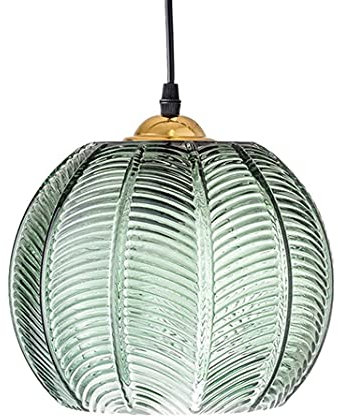 RUTXE Pendentif Lumière en verre rétro E27 Vintage verre vert décorer des Lumières Suspendues abat-jour créatif citrouille éclairage de plafond hauteur réglable, Pour salon restaurant bar (S)