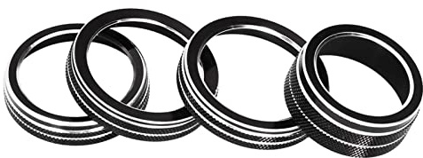 4PCS Abdeckung des Klimaanlagenknopfes, Aluminiumlegierung Material Klimaanlage Knopfabdeckung passend für Jeep Wrangler JL Zubehör 2018-2021(Schwarz)