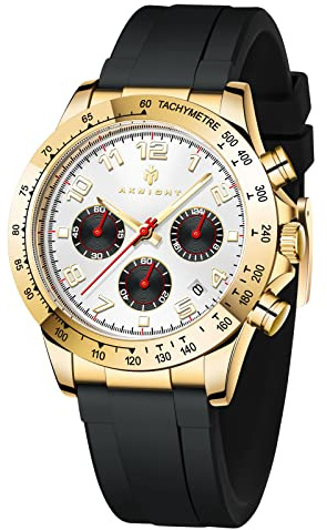 BY BENYAR AKNIGHT - Elegante orologio da uomo al quarzo in silicone, cronografo analogico resistente all'acqua 30M