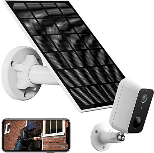 revolt Outdoor-Kamera mit Solarpanel, WLAN, App, Akku, Full HD, IP65
