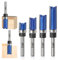 THF Professional Flush Trim Pattern Bit Set, 1/4 Inch Shank 4 Pcs Straight Flush Trim Tools Milling Cutter Tool with Bearing Template Router Cutter