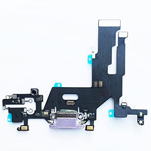 Johncase OEM USB Charging Port Dock Connector Flex Cable + Microphone Mic Replacement Part Compatible for iPhone 11 All Carriers (Purple)