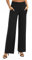 EXCHIC Damen Leichtgewicht Elastisch Hohe Taille Hose Casual Weite Bein Dehnbar Lounge Hosen mit Taschen (L, Schwarz)