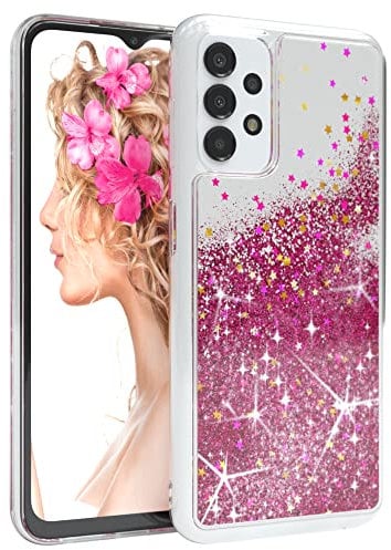 EAZY CASE Hülle kompatibel mit Samsung Galaxy A13 (4G / 5G) Schutzhülle mit Flüssig-Glitzer Handyhülle Schutzhülle Back Cover mit Glitter Flüssigkeit TPU/Silikon Transparent/Durchsichtig Pink