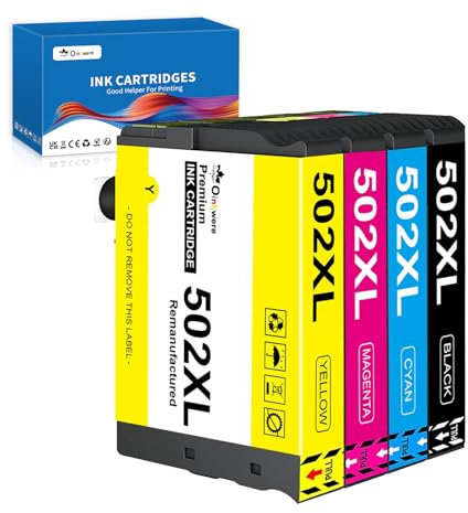 OINKWERE 502XL Druckerpatrone Kompatibel für Epson 502XL Multipack für Workforce WF-2860 WF-2865 WF-2880 Expression Home XP-5100 XP-5105 XP-5150 patronen (4-Pack)