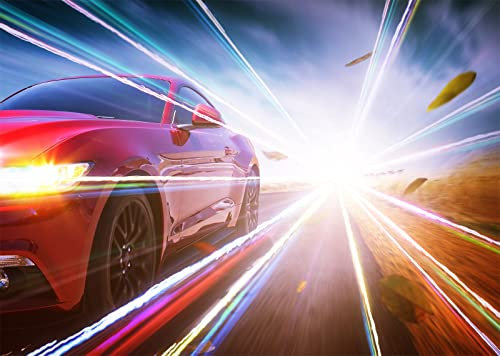 CORTOTO 1,5x1m stoff Rennsport Hintergrund Red Race Car Photo Race Track Hintergrund Fotografie Erwachsene Kinder Männer Jungen Geburtstag Baby Dusche Party Banner Foto Booth Requisiten