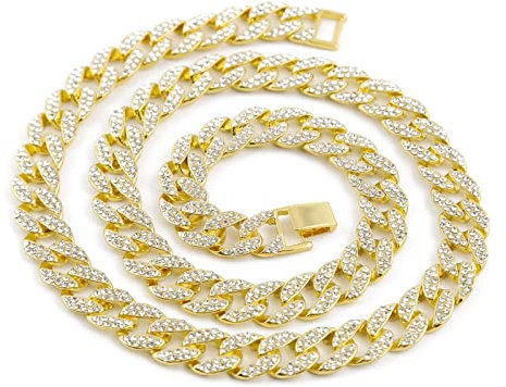 Aotiwe Herren Kette Ohne Anhänger, Halskette Herren Gold Metalllegierung 15mm Panzerkette Link Chain 46cm