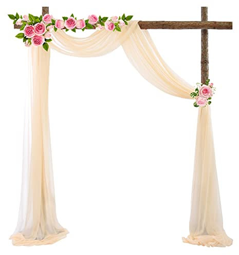 1 Stück Hochzeitsbogen Drapierstoff Tüllstoff Hochzeit Bogenvorhäng Tüll Foto Hintergrund Vorhang Chiffon Querbehang Deko Gardinen Vorhang für Hochzeit Torbogen Zeremonie Party Dekor Stil G 75x300 cm