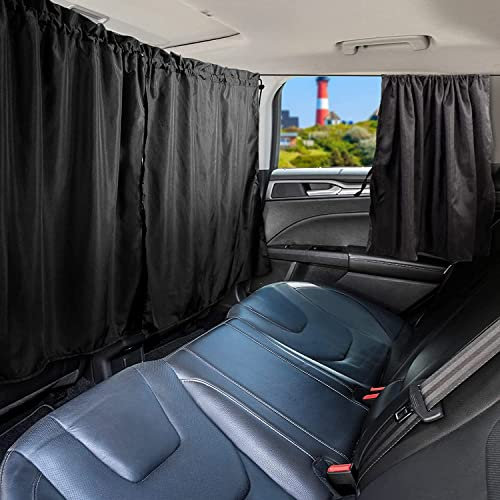 OEMASSIVE 1*Auto Trennvorhänge Sonnenschutz+2*Heckscheibe Vorhang Sonnenblende Auto Innenteiler Vorhänge Sonnenschutz Reise Abnehmbarer Gardinen Schutz der Privatsphäre 170 x 82 cm