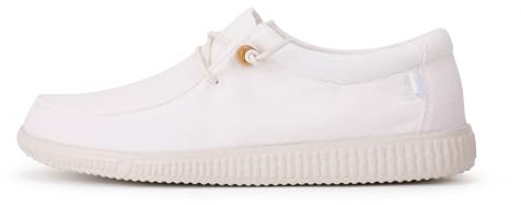 WALK IN PITAS | WP150 WALLABI Washed | Mocasines de Hombre | Náuticos Casual | Zapatillas de Verano | Zapatos de Hombre Casuales y Cómodos | Zapatos de PITAS para Hombre | Blanco 41