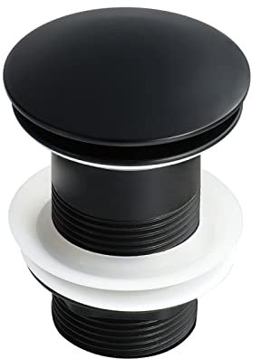 Bathroom Sink Waste Pop Up Plug,Black,Sink Waste Slotted,Basin Waste with Overflow,Brass Anti-Corrosion Bounce Drain,Black,Non-Porous