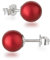 Schöner-SD Ohrringe Ohrstecker 925 Silber mit Perle rund Kugel 8mm Irid. Red rot