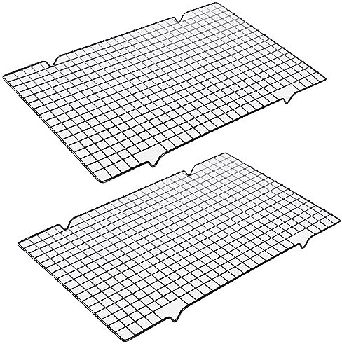 QISF Cooling Rack for Baking,2 Pack Stainless Steel Wire Tray for Cake,Cookie Drying Rack for Cooking, Roasting, Grilling, Drying for Cake Cookies and Meat, Fit Baking Tray & Toaster Oven - 16 x 10