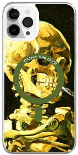 Berkin Arts Compatible with iPhone 14 Pro Case Clear Transparent Cover [Compatible with Magsafe], Post-Impressionism (Head of a Skeleton by Van Gogh)