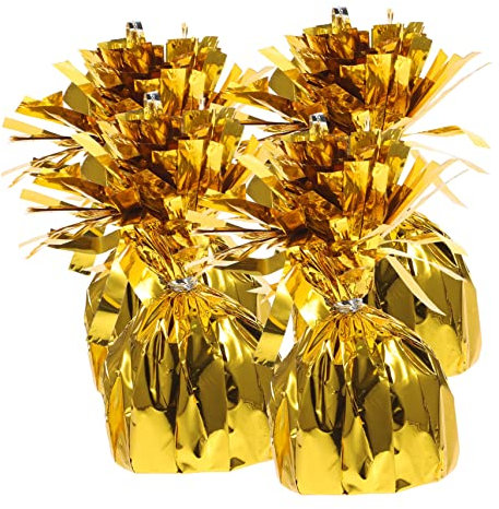 Abaodam Ballongewichte 4 Stück Gold Aluminiumfolie Ballon Schwerkraftanhänger Ballongewicht für Heliumballons Latexballons Party Geburtstag Hochzeit Wiederverwendbar Ballonzubehör