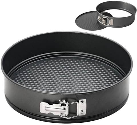 TAKUZA Moule à charnière rond de 20 cm - 20 cm - Avec revêtement anti-adhésif - Fond plat - Anti-fuite - Fond plat amovible - Pour la cuisson de différents gâteaux, pain, SP-0001