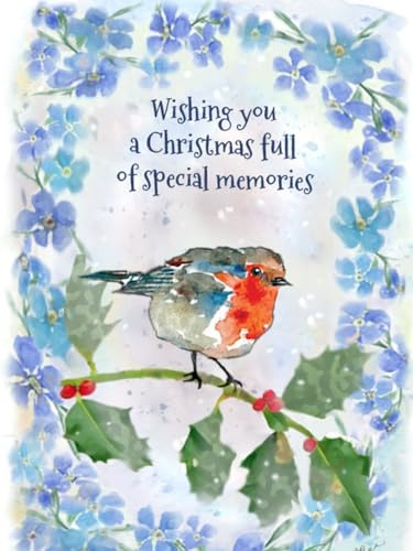 Alzheimer’s Charity Christmas Cards – Forget Me Not and Robin – pack of 7.
