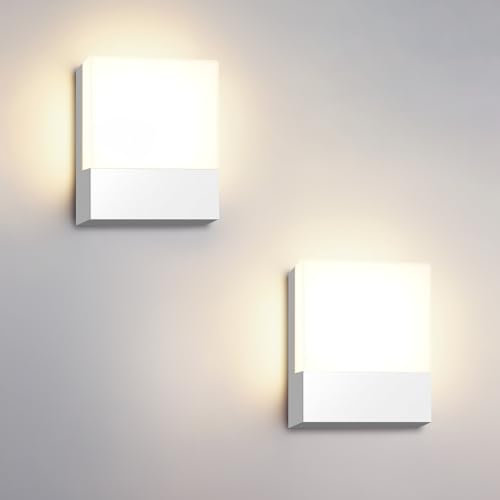 Kingwen 2 Stücke LED Wandleuchten Innen/Außen 15W Wandlampen Aussen Außenwandleuchte LED Außenlampe Warmweiß,Schwarz IP65