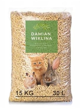 Cat litter wood pellets 15 kg 30 L – Wood litter for effective odor and moisture control – 100% plant-based for cats and other small animal breeds – Compostable