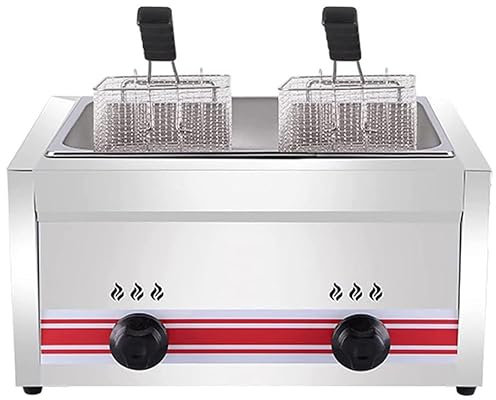 Friggitrice A Gas GPL Professionale, Friggitrice A Gas GPL Da Banco In Acciaio Inossidabile, Friggitrici Per Cucina Commerciale Da Banco Ristorante Rimovibile E Lavabile,Singlecylinder20L