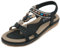 Meik Mangni Sandales Mode Femme Bohême Plates été Sandales Confortable Bout Ouvert Sandales de Marche,Noir,Taille:37 EU