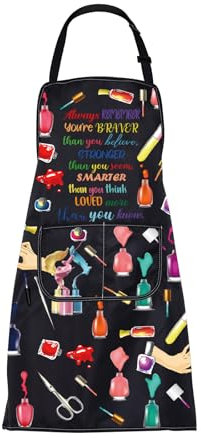 ENSIANTH Nail Tech Aprons with Pockets Salon Aprons for Nail Tech Nail Artist Gifts Manicurist Apron for Woman Keep Calm and Nail It (nail artist apron)