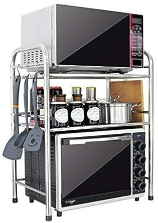Soporte para microondas Rejilla para horno microondas Rejilla para microondas Rejilla para horno microondas de 3 niveles Soporte para microondas de acero inoxidable Estante para microondas de coc