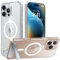 TORRAS for iPhone 16 Pro Case [Durable Titanium Stand] [25W Wireless Charging] [TOP 19N Magnetic] [12FT Drop Protection] for iPhone 16 Pro Cover - Crystal Clear