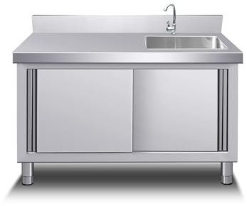 Mueble Pila Lavadero,Industriales Fregadero de Acero Inoxidable,Fregadero Exterior Jardin,con Grifo de Mangueras Frías y Calientes,con Right Banco de Trabajo,Patio Trasero Garaje Al Aire Libre(100x60x