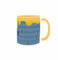 Purely Home Hunny Jar Mug - Blue & Yellow Honey Pot & Bumblebees Themed Novelty Gift Present - Tea/Coffee Golden Ceramic Cup