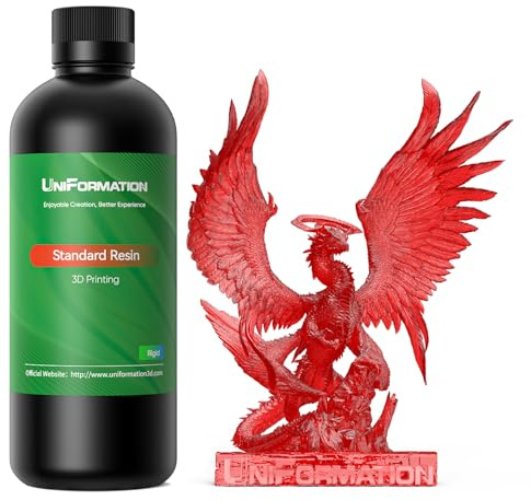 UNIFORMATION 3D Drucker Resin 3D-Druckerharz Standard Schnell UV-härtendes 3D-Harz auf Pflanzenbasis mit hoher Präzision und niedriger Viskosität Geeignet für Transparent, Klar Rot 2KG