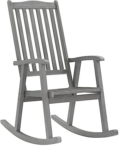 LXYZWRW Outdoor-Möbel Schaukelstuhl grau massives Akazienholz Outdoor Sitzgelegenheit