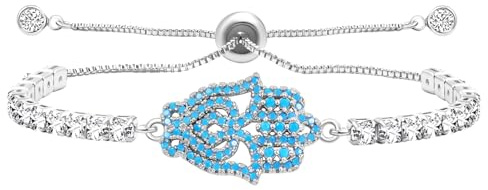 Zircobic Verstellbares spirituelles Hamsa-Charm-Armband aus zirkobitischem Messing mit Platinbeschichtung | Symbol für das Streben nach Frieden, Liebe, Toleranz und Weisheit YA4942