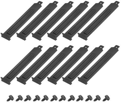 sourcing map 12PCS Black PCI Slot Cover Dust Filter, Blanking Plate Ventilation Deflector Bracket Expansion for Computer Cases
