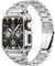 MioHHR Stainless Steel Watch Band with Case Compatible with Apple Watch Series 10 46mm,Rugged Strap with Metal Protective Bumper Cover for iWatch Band Men(Silver)