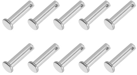 PATIKIL Perni a Testa Piana a Foro Singolo 10 Pezzi Perno Testa Piatta in Acciaio Inossidabile 304 per Serratura a Spina per Sistemi Cardini, Argento, 6 x 30mm