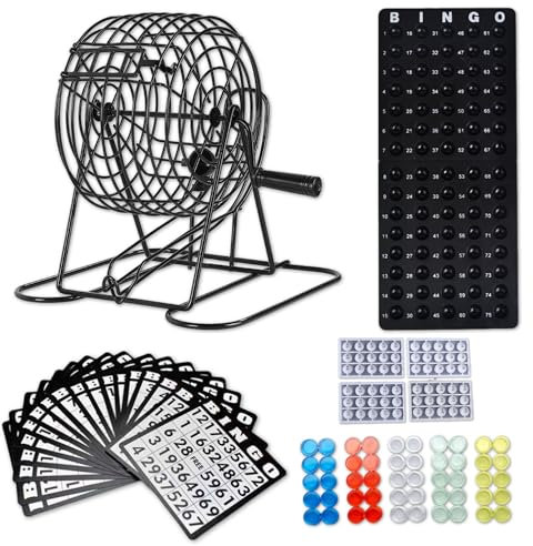 FGXY Metal Bingo Machine Game Set, Bingo Party Game, Kids and Adults Bingo Game, Family Board Game with Bingo Cards, Bingo Machine, Suitable for Family Entertainment, Party Play
