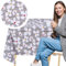 KP HOME Abwischbare Wachstuchtischdecke Quadratisch 140 x 140 cm Graue Kunststoff-Tischdecke mit schimmerndem Blumenmuster – PVC Tischdecke abwischbar für Draußen – Wasserdicht – Lebendiges Blumenmoti