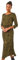 Roman Originals Midi Dress with Pockets for Women UK Ladies Stretchy Jersey Maxi Long 3/4 Length Sleeve Gathered High Waist Boho Flattering Skater Swing Fit Flare - Olive - Size 16