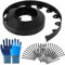 Bordure de Pelouse en Plastique Noir 15M, Bordure de Pelouse Flexible, Bordure de Pelouse avec Ancrage au Sol + Paire de Gants, Bordure de Lit, Bordure de Tonte, Pavés, Palissade (Noir 15M)