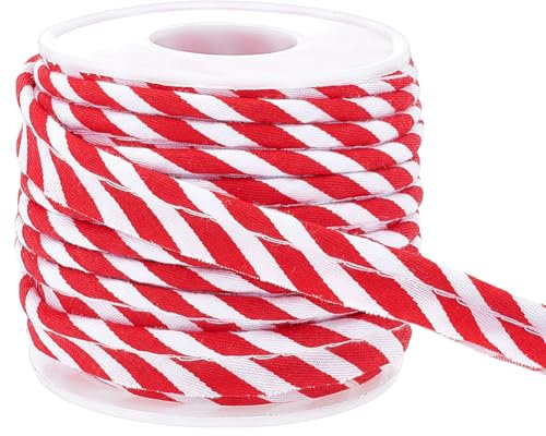 BENECREAT 10,94 Yards/10 m Schrägband mit roten Streifen, 12mm Schrägband mit einfacher Falte zum Nähen und Quilten für Cheongsam-Dekoration, zum Nähen von Paspeln für Kleidung