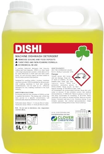 Dishi Professional Machine Dishwasher Detergent, Non-Foaming Formula for Commercial Use, Christeyns Clover (5 Ltr)