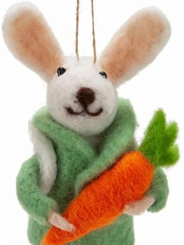 POMMERNTRAUM ® | Filzhase Osterhase mit Möhre + Rucksack als Gutscheinhalter Filztier Filzfigur Handarbeit (MÖHRBERT)