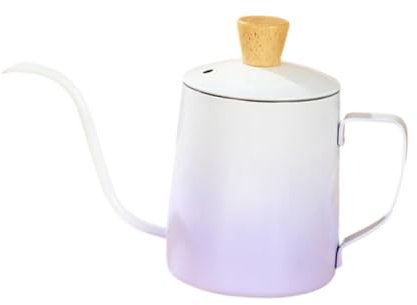 Qianly Kaffeekanne 600 Ml mit Schwanenhals Und Langem Ausguss, Farbverlauf Lila