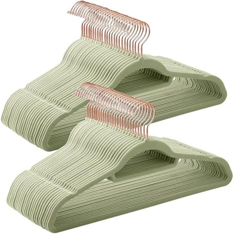 Suit Hangers Hangers Set of 50 Clothes Hanger with Rose Gold Swivel Hook Non-Slip and Space-Saving 0.2-Inch Thick 17.1-Inch Long For Outfits, Shirts, Coats, Jackets, Trousers, Pan(Lime Green)