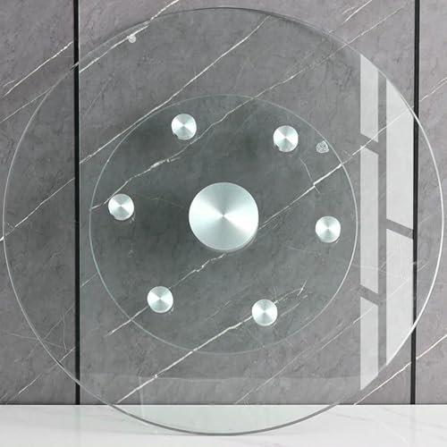 BTOIASYHF Verre Paresseuse Susan pour La Plaque Tournante en Verre De Comprimé Plateau De Service Rotatif en Verre Trempé Plateau Tournant en Verre Rond De 60-85 Cm pour Table À Manger De Cuisine (S