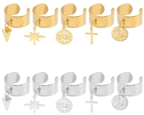 UNICRAFTALE Charm Ring Edelstahl Damenring Verstellbare Ringe Mit Kegel Charms Ring Mit Anhängern Offene Fingerringe Für Neujahrs Und Weihnachtsgeschenke Schmuckring